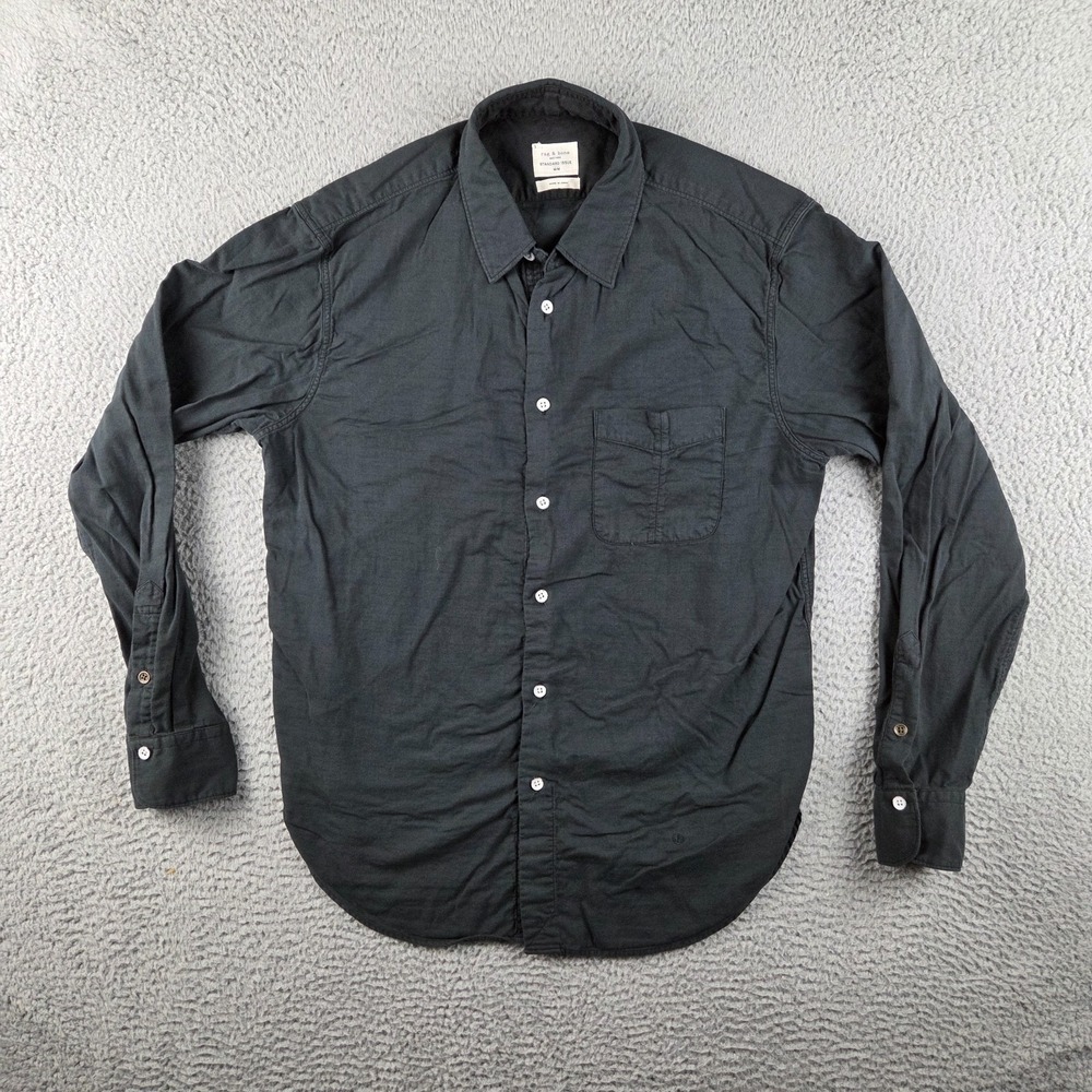Rag & Bone New York Mens M Long Sleeve Button Down Shirt Black Standard Issue